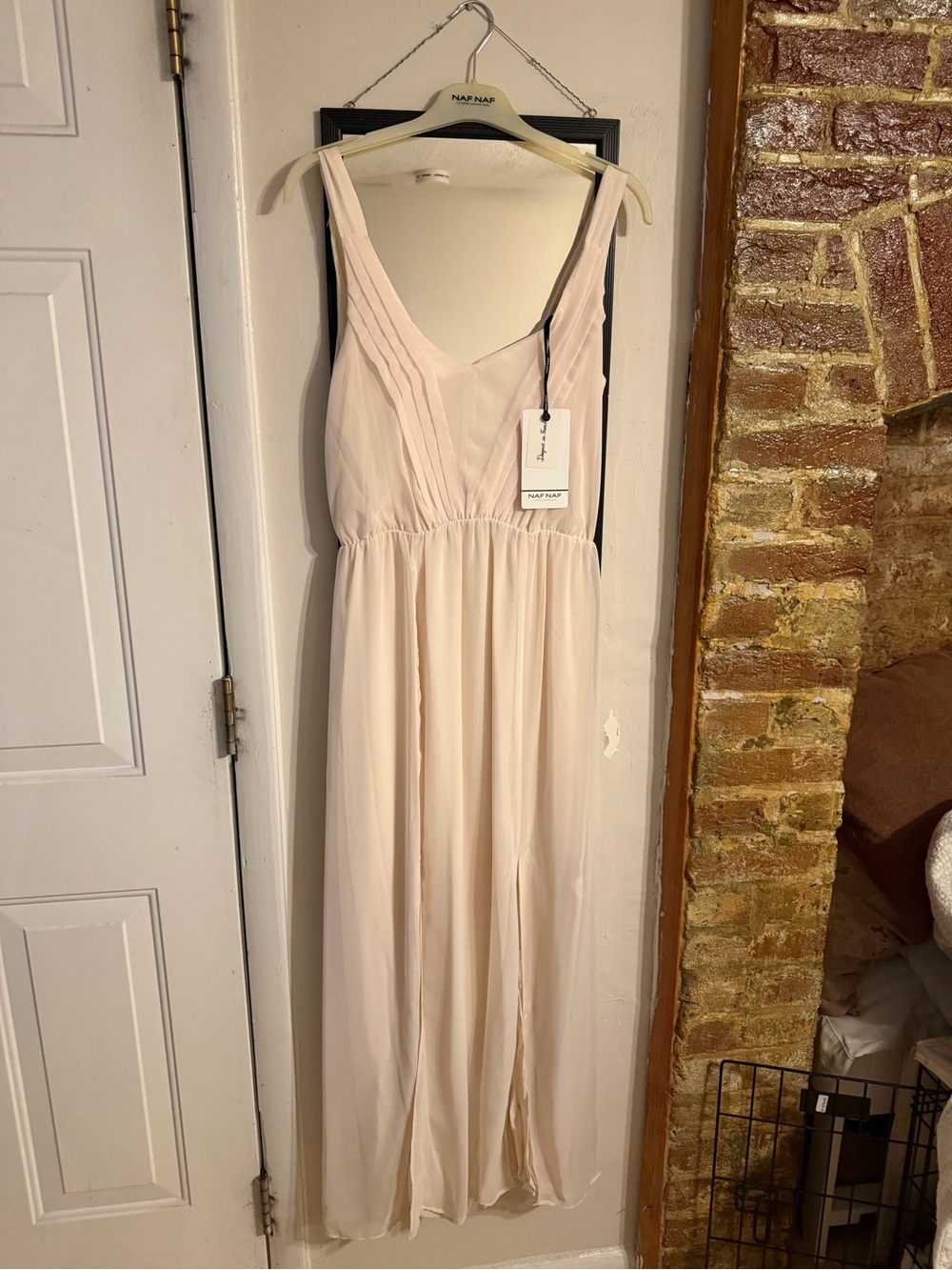 NAF NAF Nude Blush Pleated Maxi Dress NWT Size 40 / US 8-10 - Picture 2 of 11